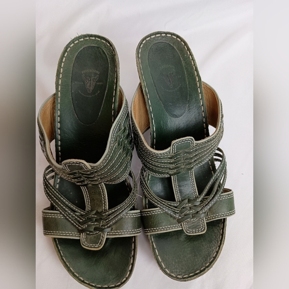 FRYE BOOTS Green Leather Casual Summer Sandals (#10) - Picture 1 of 6